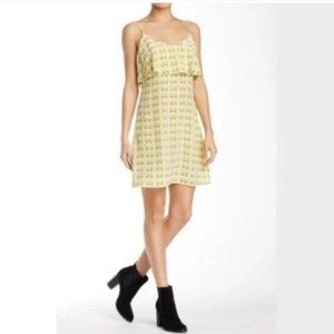 NWT Joie Parthena 100% silk yellow mini flounce slip dress M